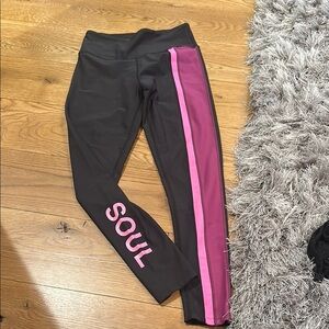 SoulCycle Black Leggings with Pink Accents
